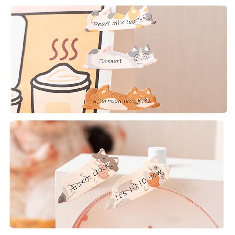 180Sheets Kitten Index Tabs Page Marker Adhesive Notes Memo Pad Index Sticker Reminder on Notebook Planner Calendar