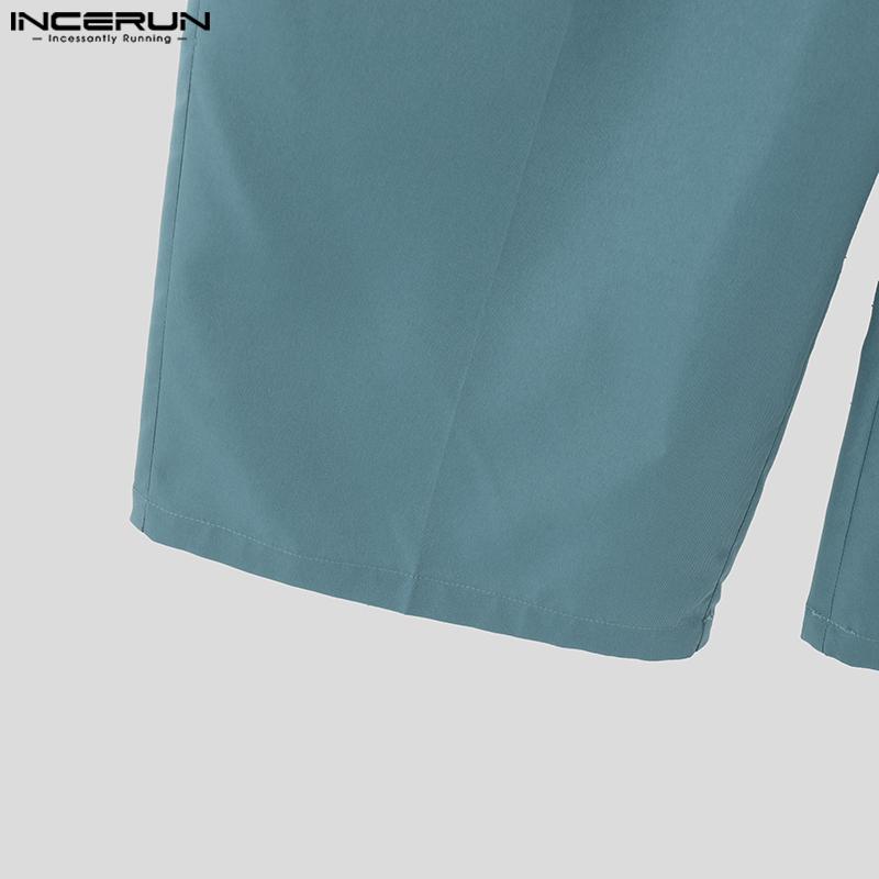 INCERUN Pánské zavinovací kalhoty s vysokým pasem, patchworkovým potiskem a ležérním rovným střihem na zip