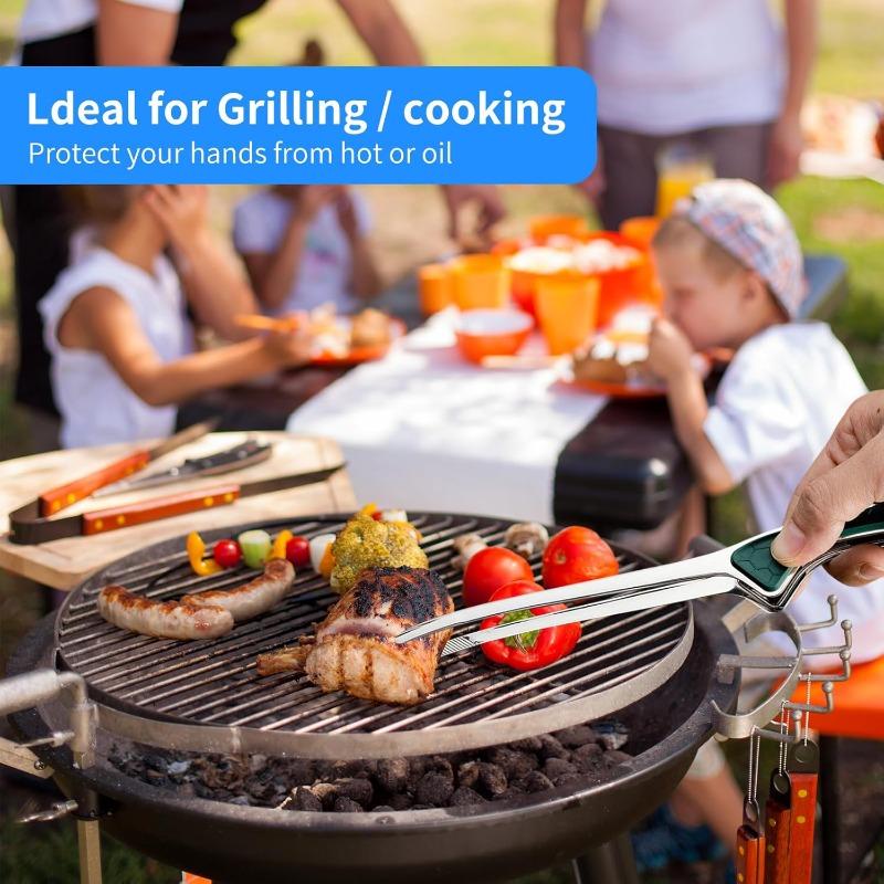 Stainless Steel Barbecue Tongs Non-slip Steak Tongs Non-slip Grip Kitchen Tongs Non-stick Cooking Tons Barbecue Accessories