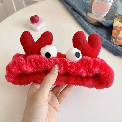 Women Cartoon Kawaii Plush Elastic Hair Bands Soft Wash Face Hairbands Headband Hair Accessories Girls Sweet Cute Headwear