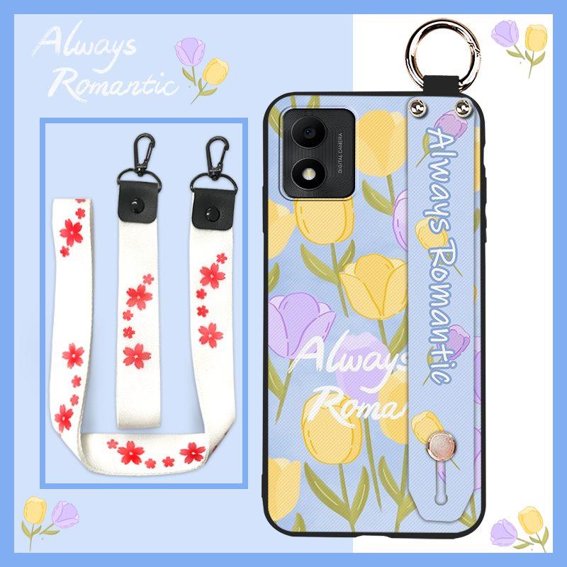 Soft Case Back Cover Phone Case For TCL 305i Shockproof Durable Ring Wrist Strap Phone Holder Anti-knock Oil Painting