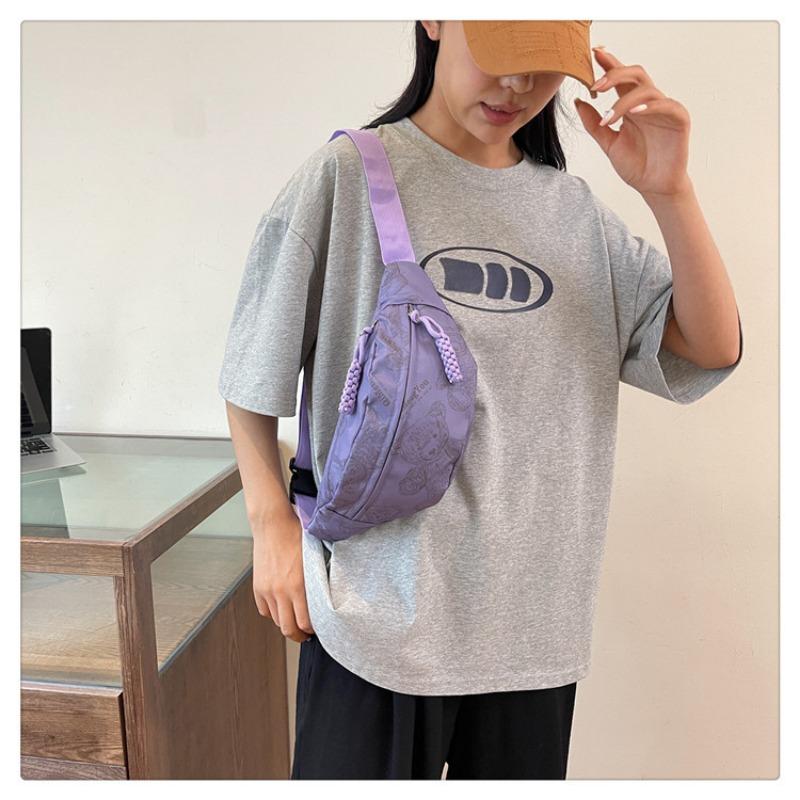 

Canvas casual single shoulder women s new trendy messenger bag summer sports breast bag niche trendy fanny pack фиолетовый