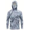 Mens Long Sleeve UV Protection Fishing Shirt With Hood Face Cover Quick Dry Breathable Outdoor Wear