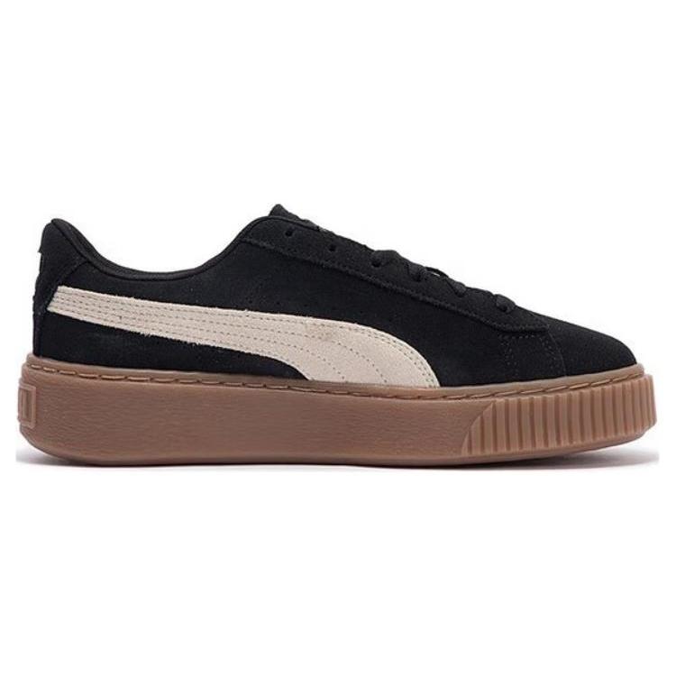 New PUMA Suede Platform Cutout 'Black White Brown' Women's 397233-01