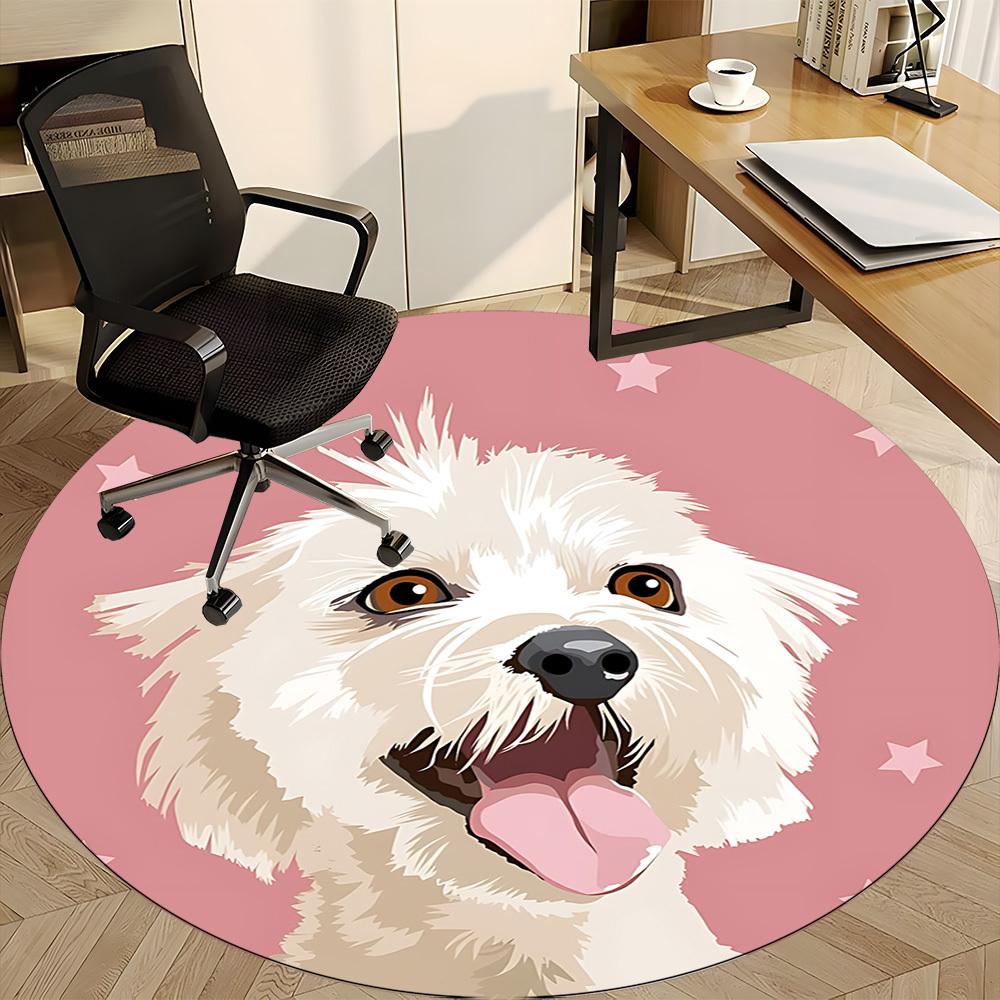 1pc Poodle Pattern Office Round Rug, Non-slip, Soft and Durable Office Rug for Interior Decoration, Perfect for Office,Decoration yy260204022