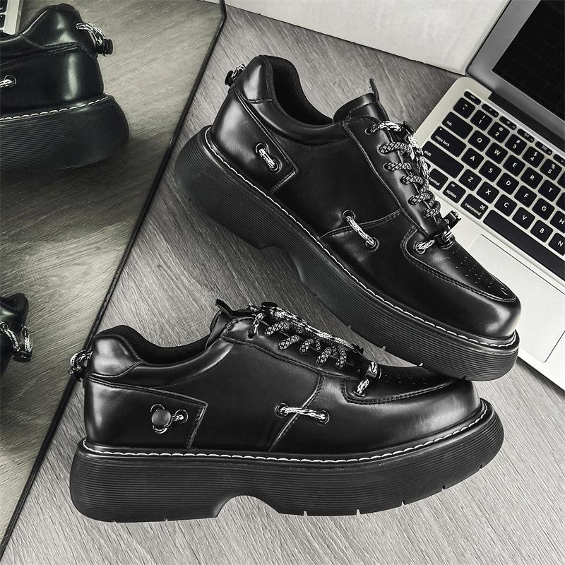 men luxury fashion original leather shoes breathable black trend platform shoe designer youth street sneakers footwear man