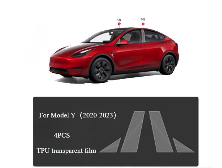 Pro Tesla Model Y Juniper 2025 Ochranná fólie sloupku A sloupku B Odolná proti poškrábání TPU Fólie na sloupky dveří auta Doplňky pro dodatečnou montáž