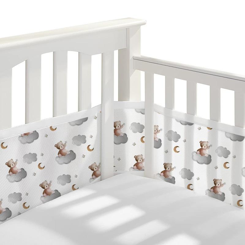 Breathable Mesh Crib Liner for Standard-Size Cribs (1 Panel 340x30 cm + 1 Panel 160x30 cm)