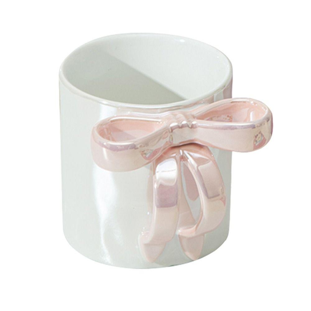 INS Bowknot Ceramic Mug Exquisite Ceramic Coffee Cup Safe Milk Container Girl's Gift