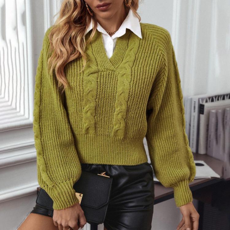 Vintage Knitwear Cardigan Sweater 2 in 1 Loose Long Sleeve Solid Color O Neck Top Autumn Winter