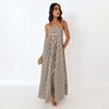 Striped Sleeveless Maxi Dress for Women Spaghetti Strap Smocked Swing Long Dress Summer Vacation