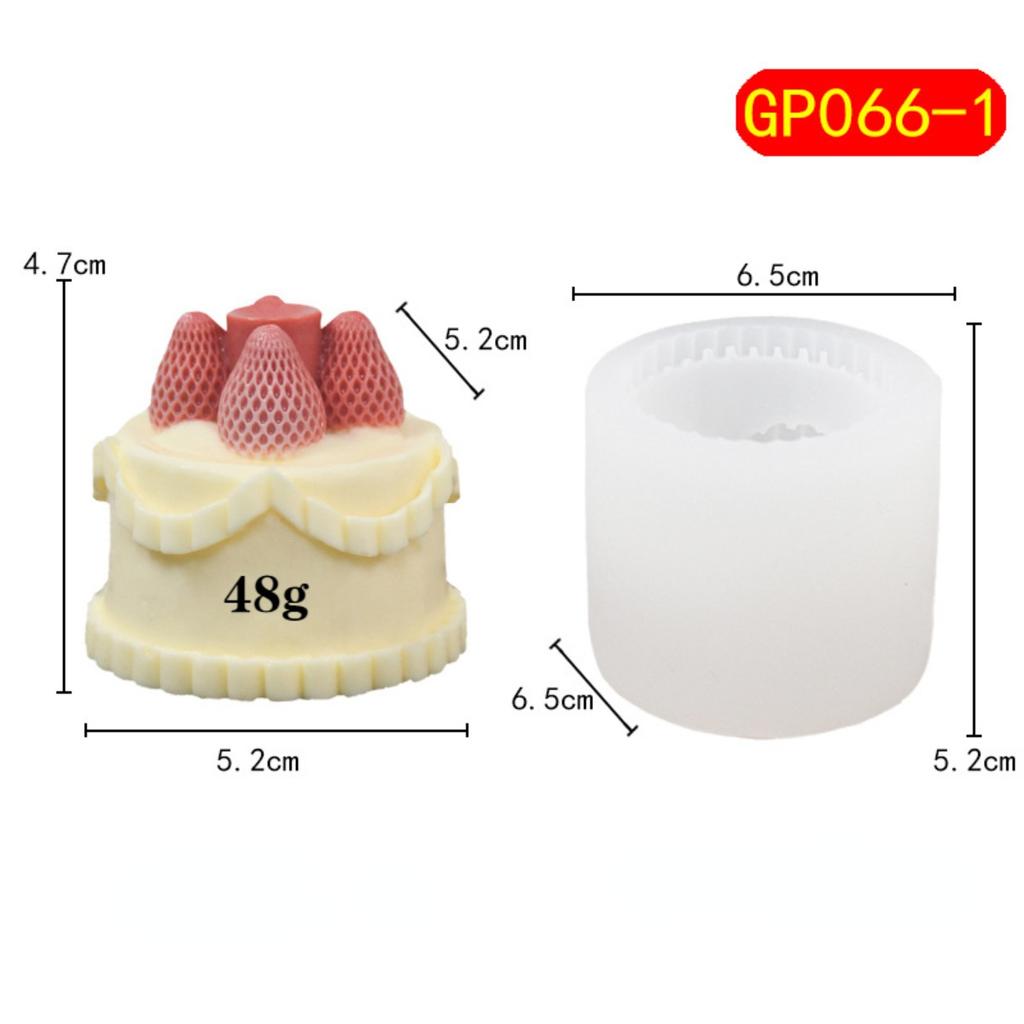 3D Strawberry Cake Shape Silicone Candle Mold DIY Handmade Chocolate Soap Plaster Epoxy Craft Making Tools Ice Cube Baking Molud