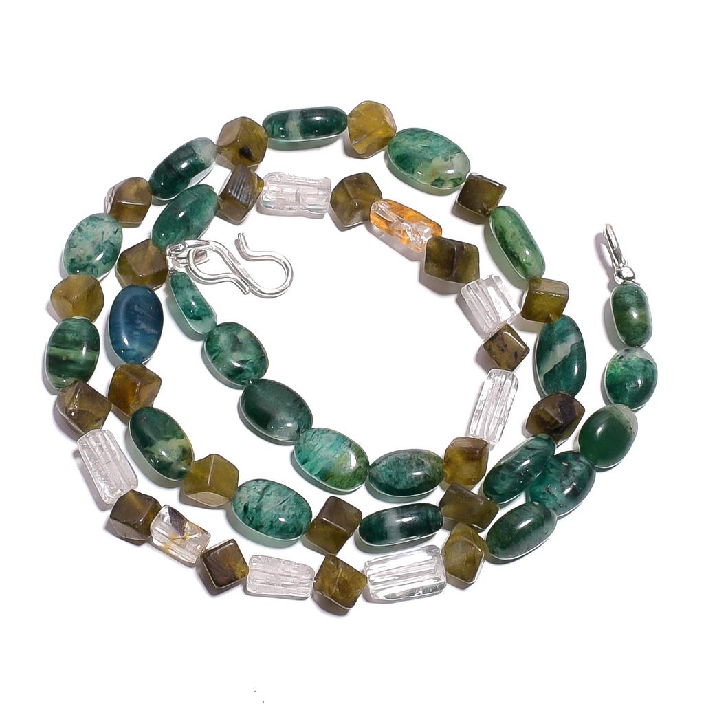 Natural Aventurine Vasonite Crystal Gemstone Smooth Beads Necklace 17" UB-4973 UB-4973