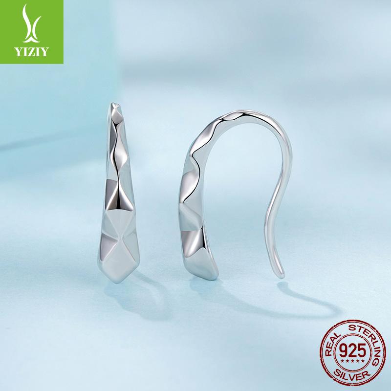 Simple Geometric Rhombus Ear Hook Women'S Delicate High S925 Sterling Silver Rhombus Earrings Earrings