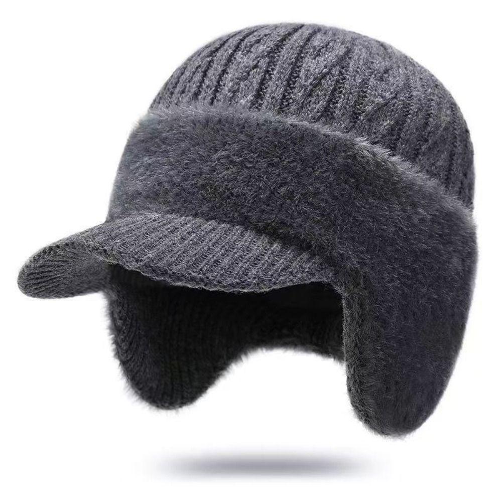 Thicken Thick Knitted Hat Knitted Outdoor Beanie Hat Ski Sports Hat Middle-aged And Elderly People