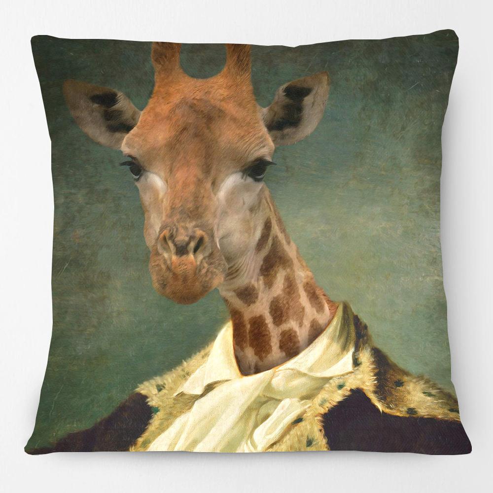 Animals Portraits Cushion Covers Stag Zebra Fox Bunny French Bulldog Cheetah Poster Art Decorative Pillow Case