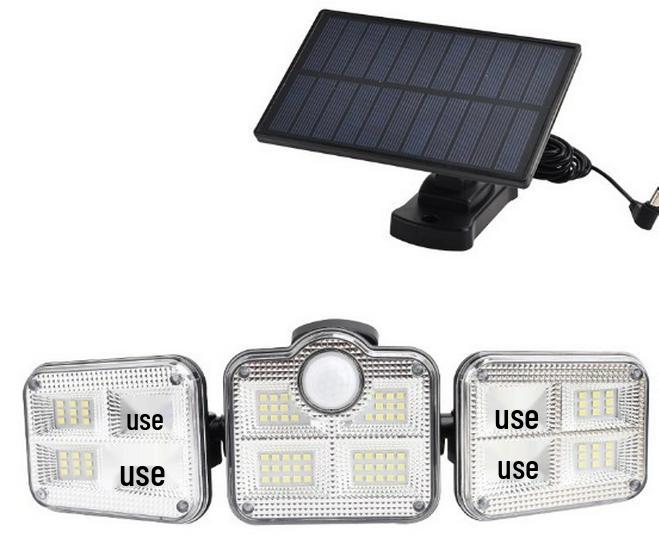 Four-Head Rotating Solar Wall Lamp: Waterproof, Motion-Sensitive Outdoor Street and Courtyard Light