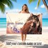 Cat Theme Soft Beach Towel Personalized Custom Name Text Towel Portable for Beach Pool Travel