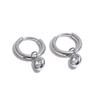 Yhpup Stainless Steel Zirconia Round Drop Hoop Earrings Prevent Allergy Metal Popular Aesthetic Daily Wear Jewelry