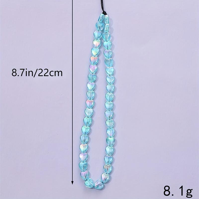 Dazzle Color Heart Beaded Cellphone Case Chain Women Girls Acrylic Mobile Phone Hanging Cord For Fashion Lanyard Strap Jewelry