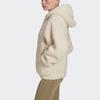 adidas Originals Sherpa Trefoil, Multi Pocket Loose Fit Thermal Sherpa Hood Jacket Winter Women's Ecru HG6677
