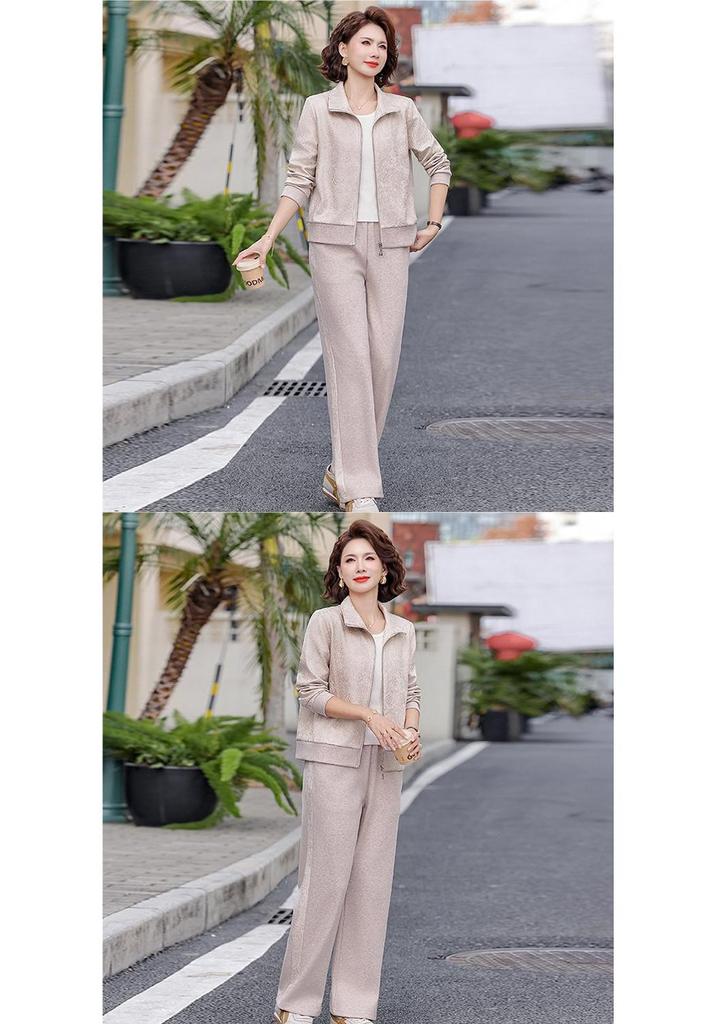 Mom's Stylish Plus Size Sportswear Set for Middle-Aged & Elderly Women - Casual Spring/Autumn Hoodie Two-Piece