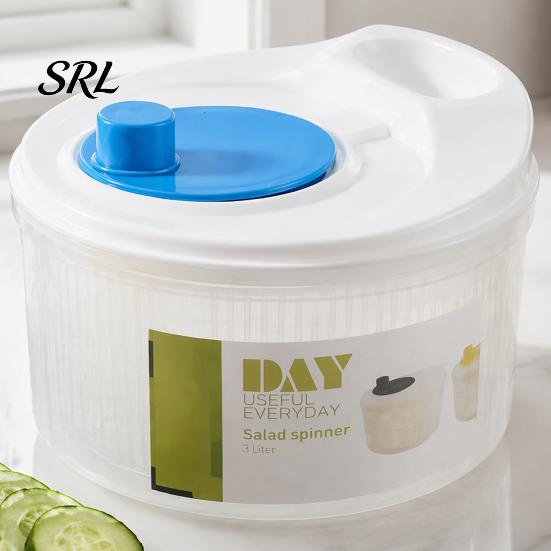 Kitchen Essential for Salad Vegetable Spinner, Manual Quick Drying Fruit Washer, Multi Functional with Spinner Slicing Blade Design, Dryer Lettuce