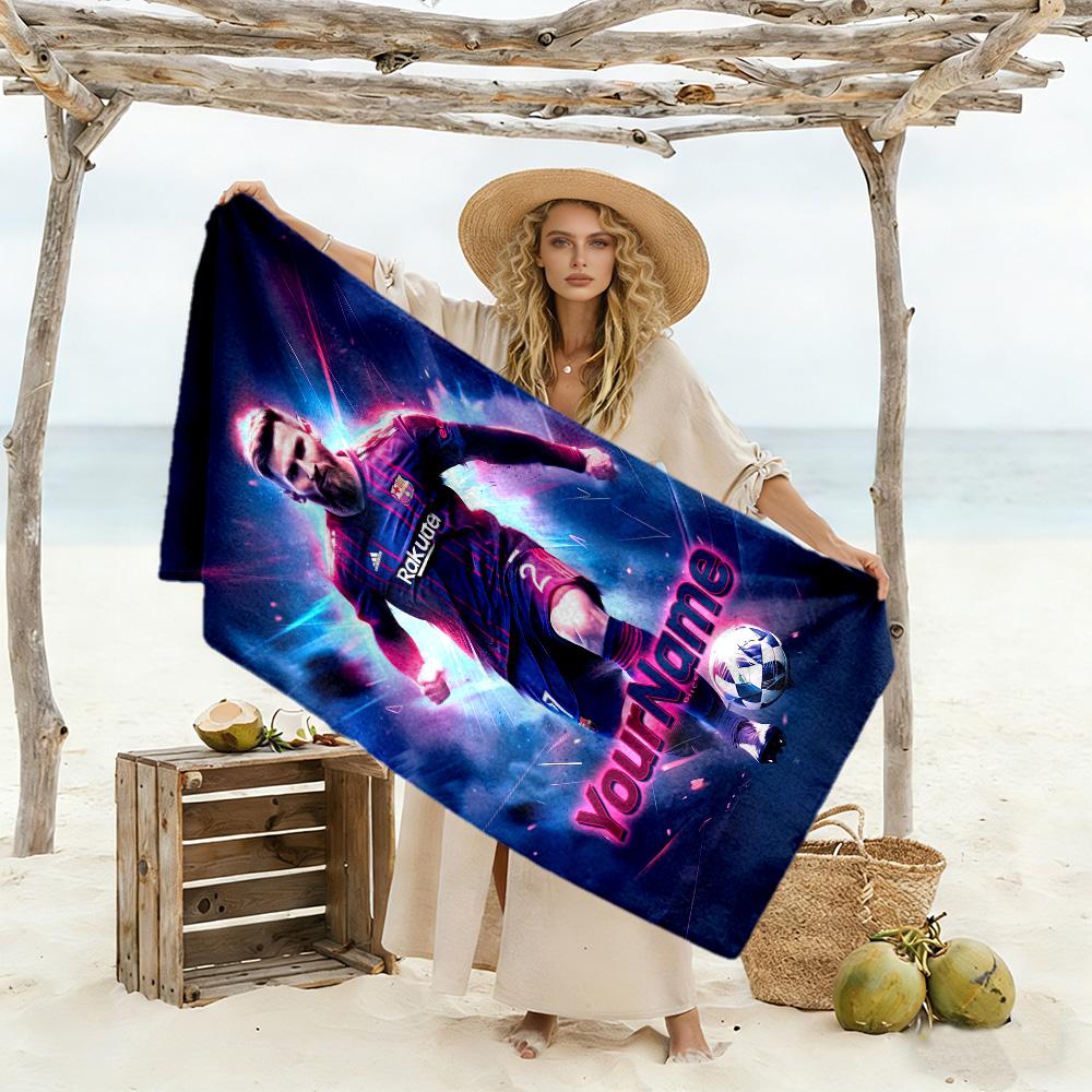 Messi Personalized Name Beach Towel Super Soft Microfiber Quickdry Fabric Perfect for Traveling Yoga Camping and Swimming