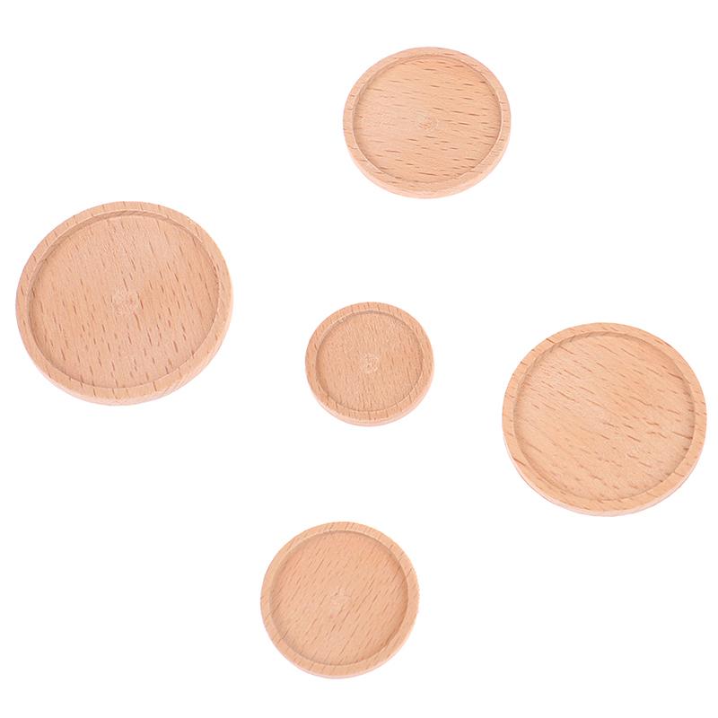 1Pcs 1:12 Dollhouse Wooden Miniature Round Tray Model Furniture Diy Accessories