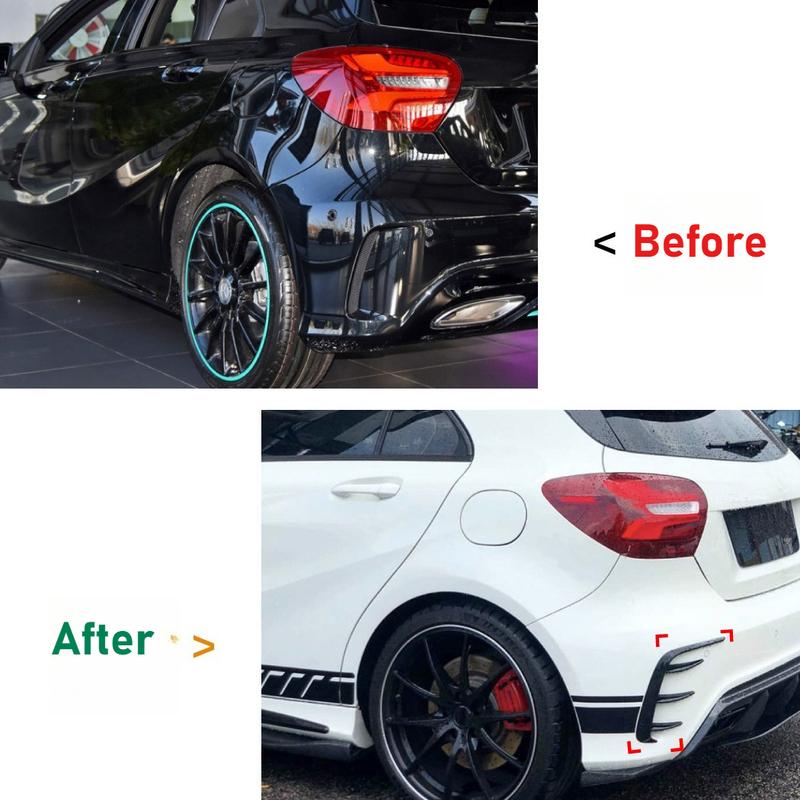 For Mercedes Benz A-Class W176 A45 AMG 2013-2018 Hatchback Rear Bumper Lip Spoiler Side Canards Splitter Body Kits Gloss Black