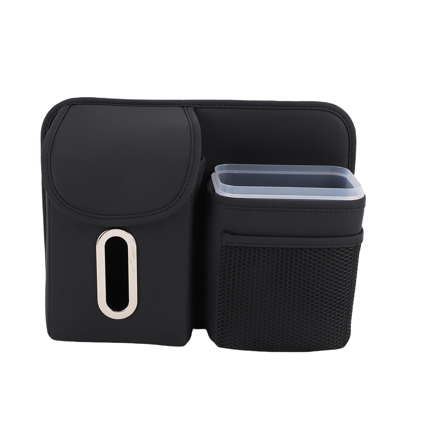 

Backseat Tissue Holder Car Trash Can Bin Multi Purpose PU Leather Hanging Backseat Hanging Storage Box for Cars Travel