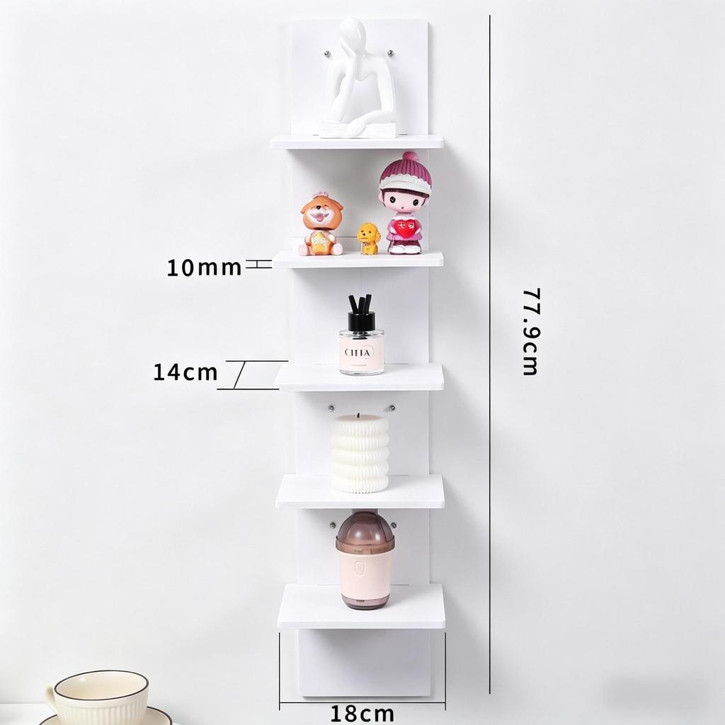 Five-Layer No-Drill Corner Wall Shelf for Bedroom & Living Room