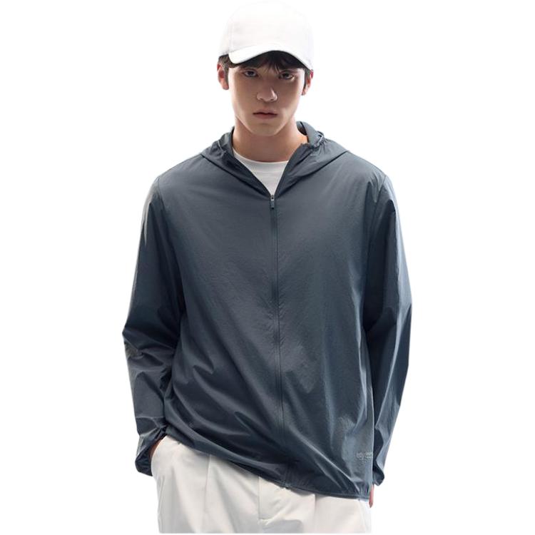 Anta Outdoor Series Sports Casual Simple Solid Color Hooded Breathable Sun Protection Jacket Men Jackets Gray 952527607-7