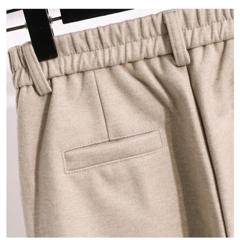 Thickened Tweed Trousers for Women, Autumn Winter Plus Size Straight Trousers, Casual Pants