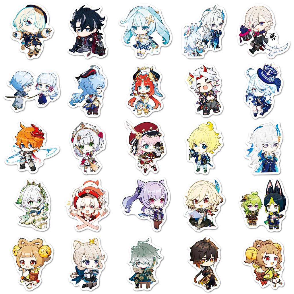 50 Chibi Genshin Impact Sticker - Cartoon Kawaii Spiel Dekoration für Thermobecher und Notizbücher