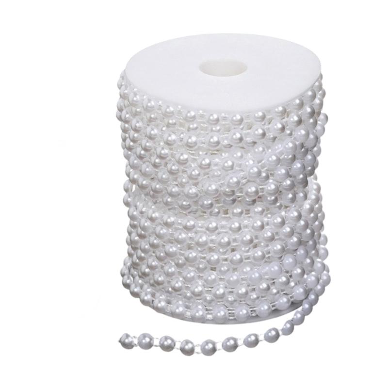 Imitation Pearls String Beads Chain for Art Craft 25M Artificial Pearls Beads Chain for Bridals Dress Wedding Decoration