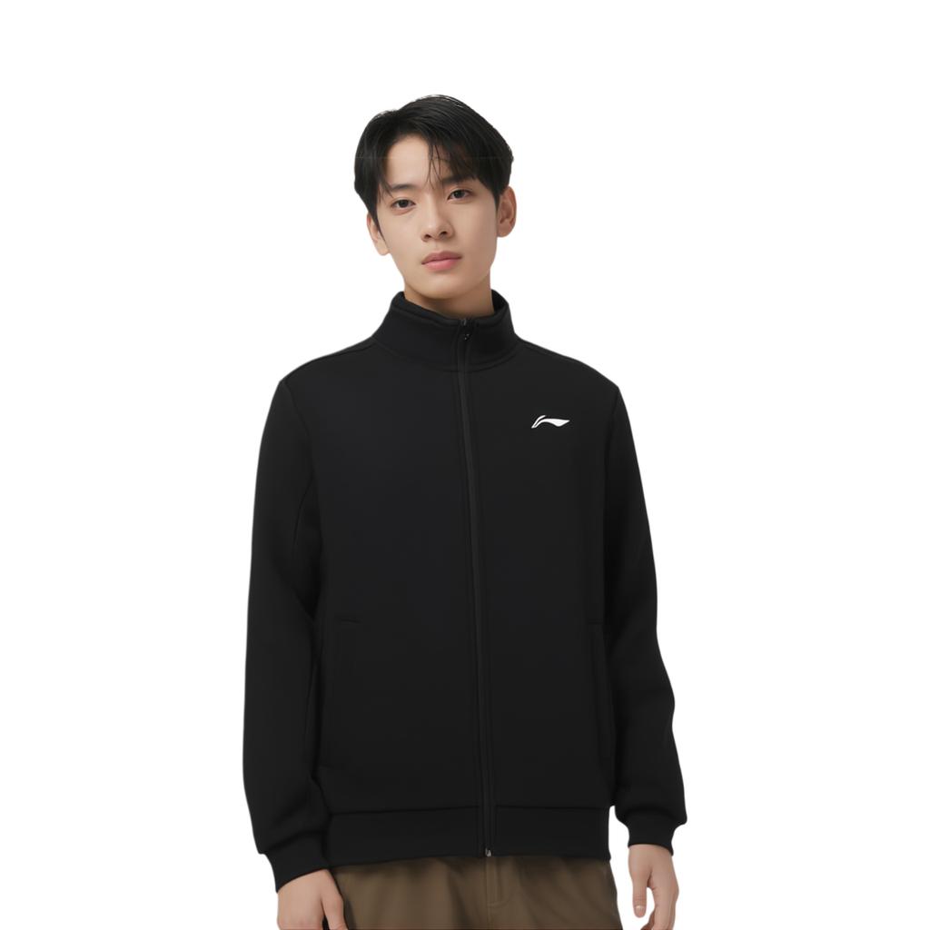 Li Ning Locker Fit Freizeitjacke mit Stehkragen Herrenjacke Schwarz YWDT489-1