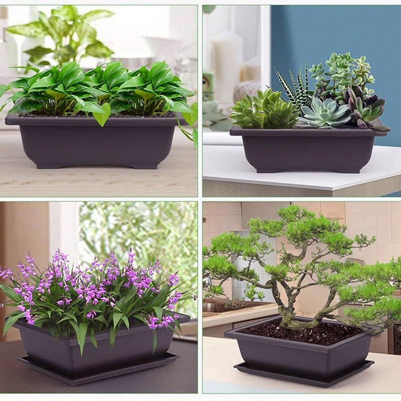 1 stk Plast Blomsterpotte Balkong Firkantet Blomsterpotte Blomster Bonsai Bowl Barnehagepotte Blomsterpotte Imitert rektangel barnehagebasseng