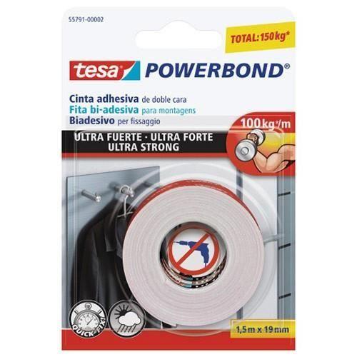 Bande adhésive - Tesa - PowerBond - Ultra solide - Transparent - 10kg par 10cm