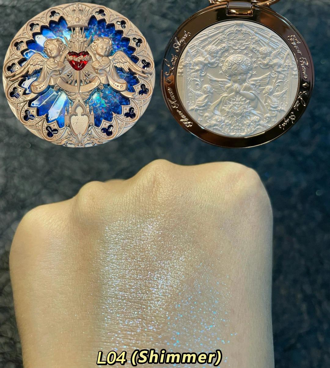Flower Knows Little Angel Geprint Gezicht Highlighter Palet Diamant Glitters 3D Contour Waterdicht Langhoudende Make-up Shimmer 8g gray