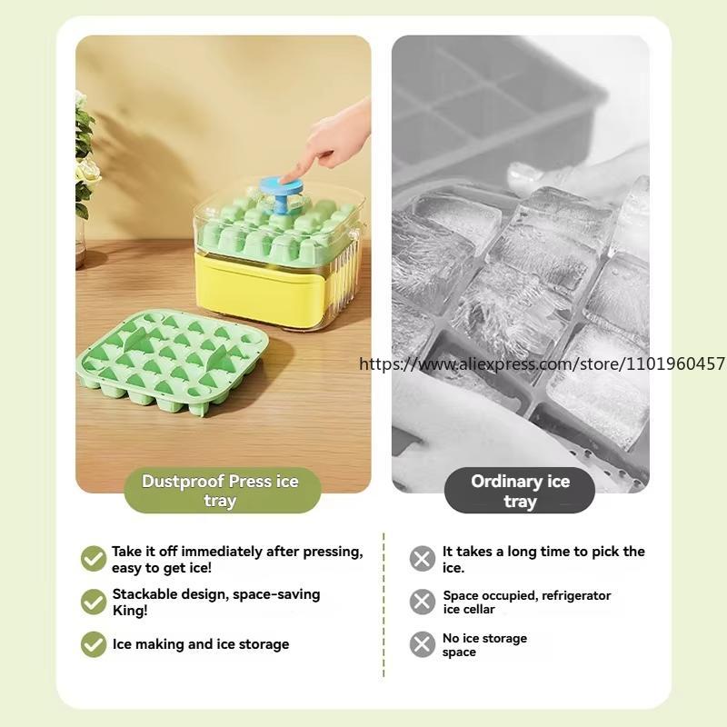 50 Grid Ice Cube Mold Large Capacity Reusable Ice Maker Household Food Grade Double-Layer  Storage Box  Cube Tray Mold