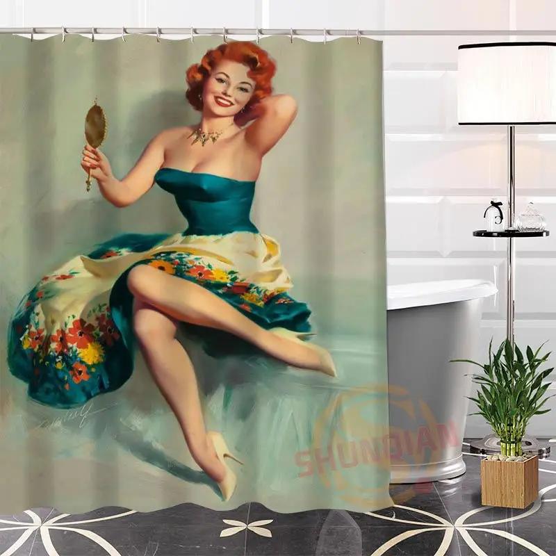 

Eco-friendly Custom Unique pin up girl Modern Shower Curtain bathroom Waterproof for yourself H0220-54 W90XH180cm
