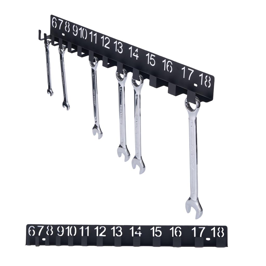1pc Black Metal Wrench Arrangement - Stylish Wall Mounted Storage Rack for Wrenches, Screws and Bolts