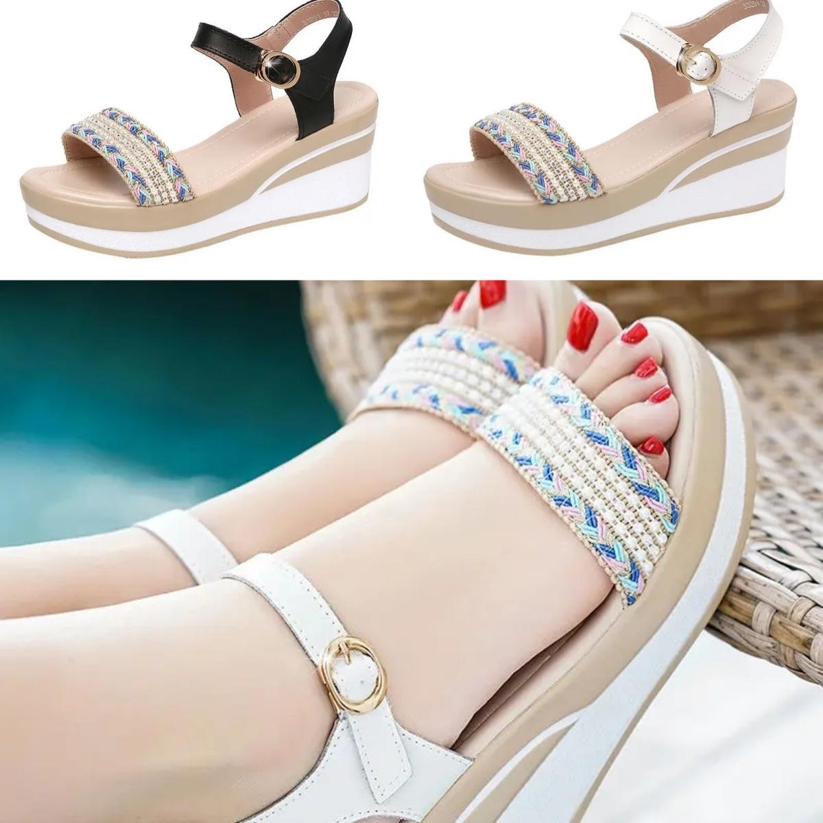 

Женская обувь на танкетке, обувь на танкетке и платформе, непромокаемые летние сандалии со стразами для женщин, уличные туфли-лодочки с бриллиантами