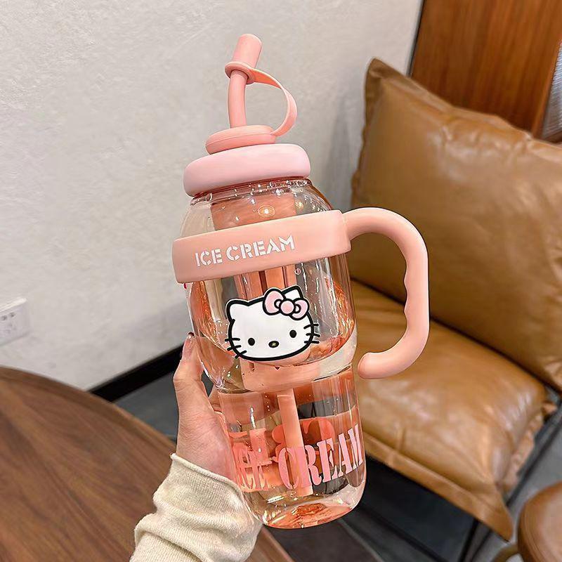 Lucky Belly Jumbo Water Bottle with Tea Infuser, Straw, High-Value Handle, and Convenient Ice Holder