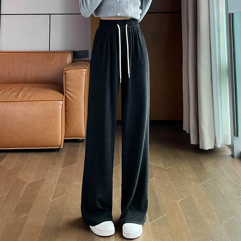 Petite 150cm Soft Velvet Casual Sports Pants - Slimming, Flesh-Covering, Height-Enhancing, Floor-Length, Autumn/Winter XS