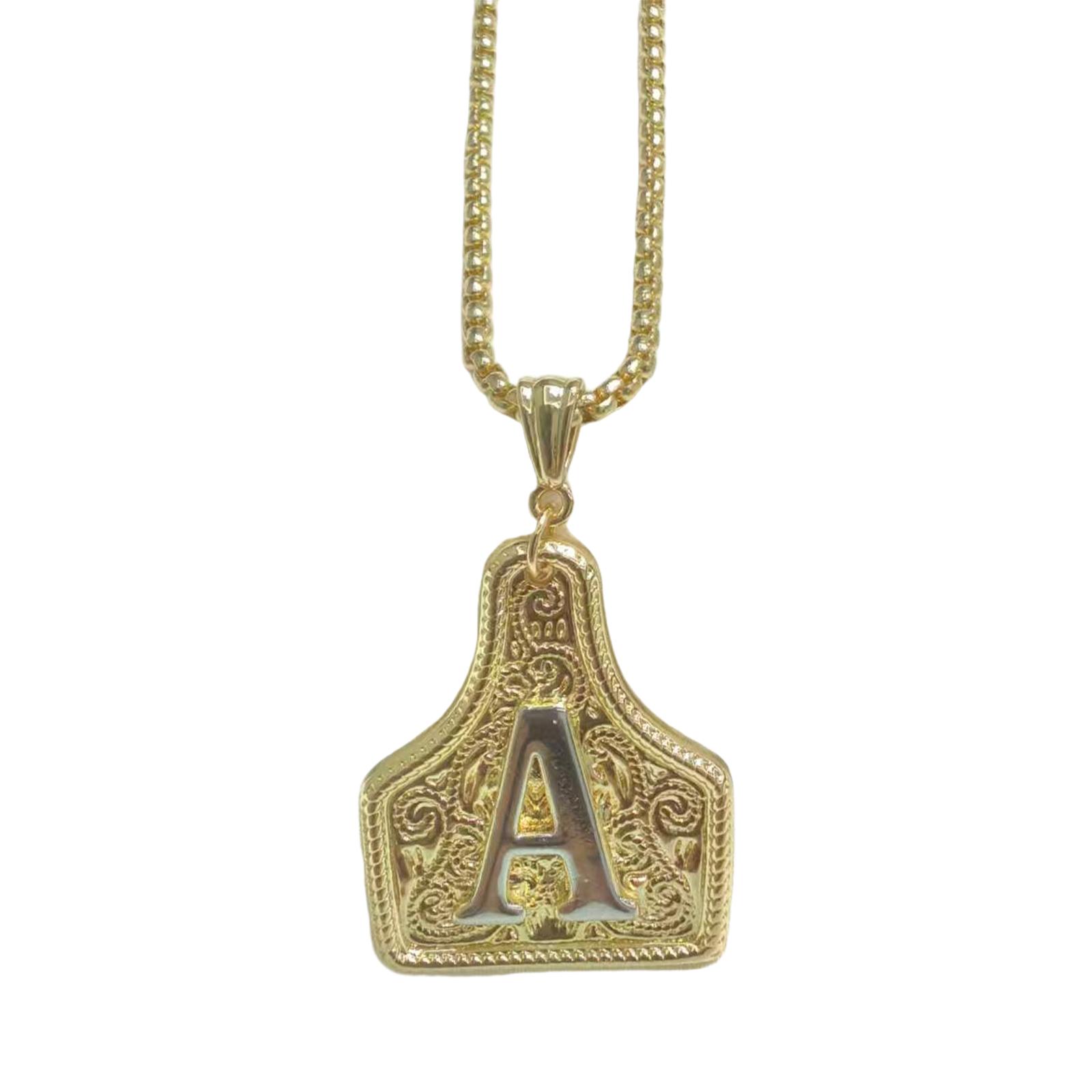 Golden Fashion 26-Letter Western Cowboy Necklace Gift For Friends One Size