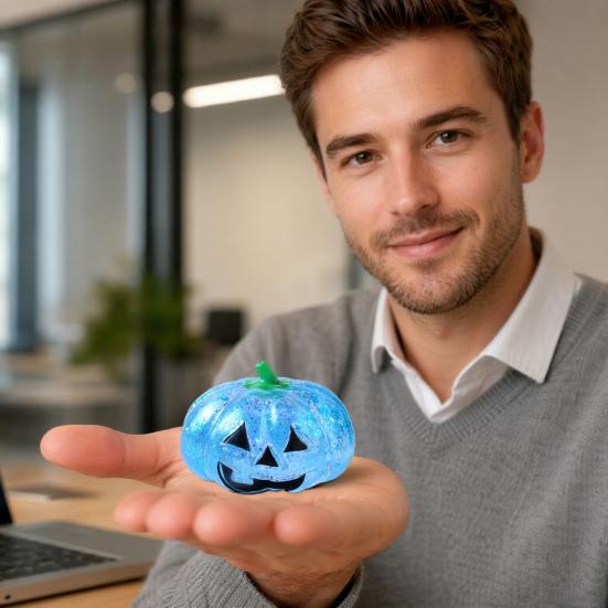 Stress Reduction Gadget Halloween Pumpkin Relief Toy Spooky Head Squeeze Sensory Ball Clear Glitter Sugar Ball Party Favors Relaxation