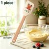 1pc Silicone Wooden Handle Baking Scraper, Christmas, Cake Cream Spatula, Household Non Stick Holiday Kitchen Utensils.