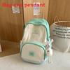 Color Blocked Fashionable Letter Pattern Student Backpack With Pendant Plush